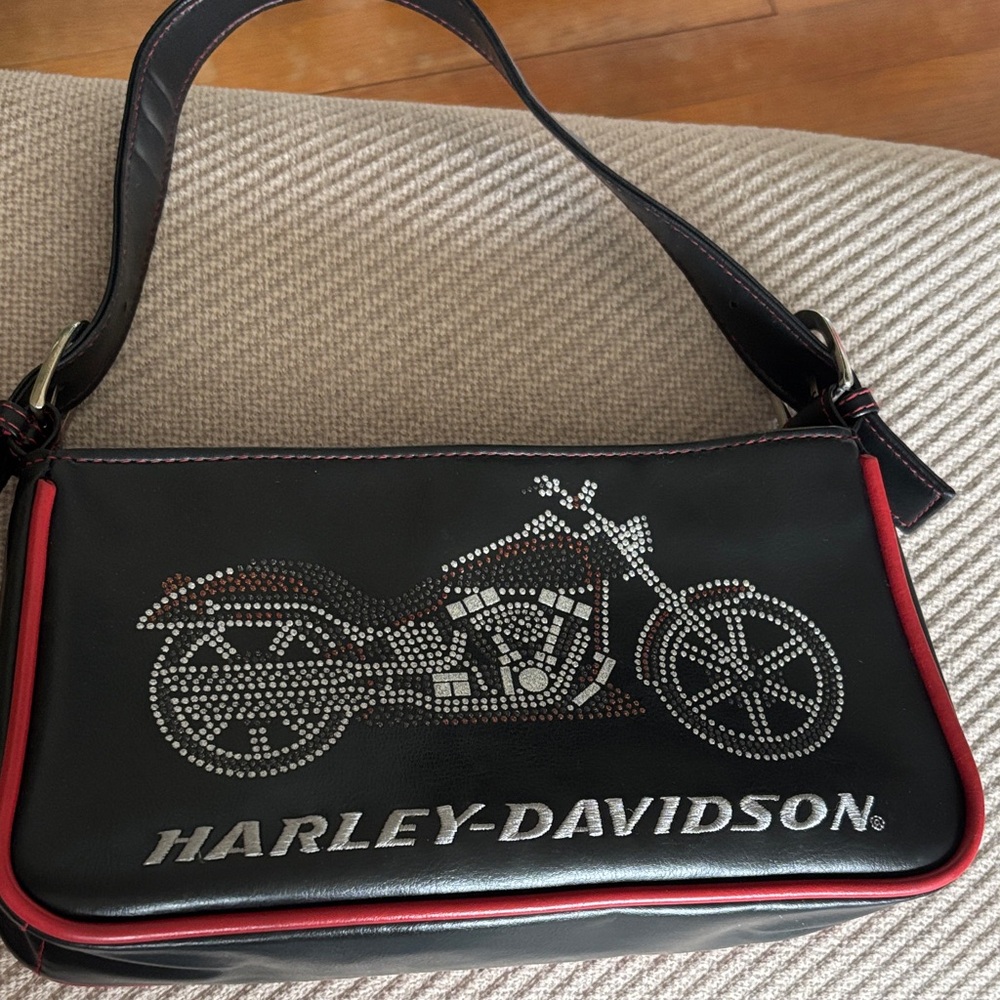 Harley-Davidson Black and Red Rhinestone Motorcycle Purse